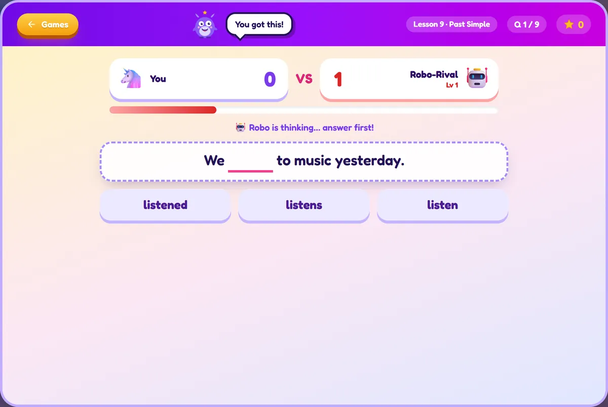 Word Duel: ඔබ දියුණු වන තරමට බුද්ධිමත් වන රොබෝවෙකු සමඟ තරඟ කරන්න.
